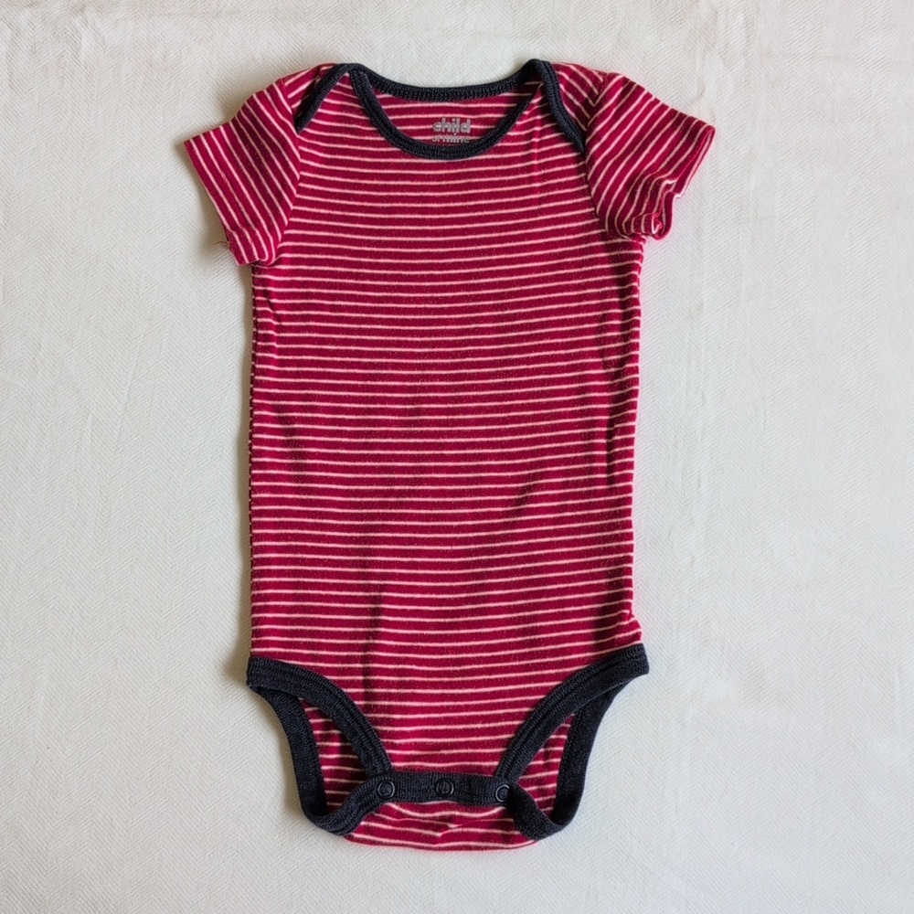 child of mine striped red cotton short sleeve bodysuit 6-12 months baby